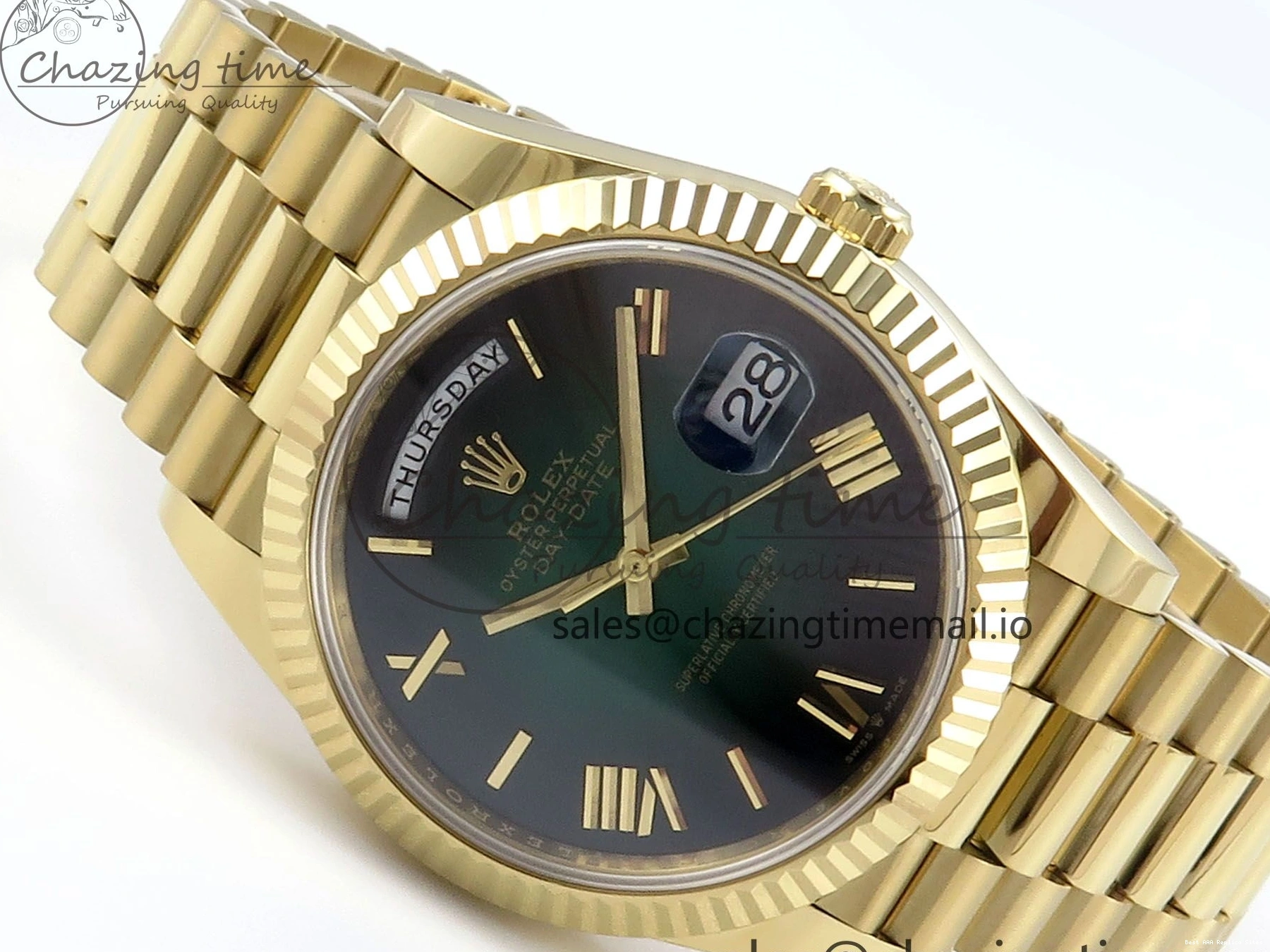 Best AAA Replica Sites Green Weight) 803 1:1 on Edition Effortless Bracelet 228238 (Gain Ombre Date President Noob Day 40 YG A2836 Roman Dial Best 1226